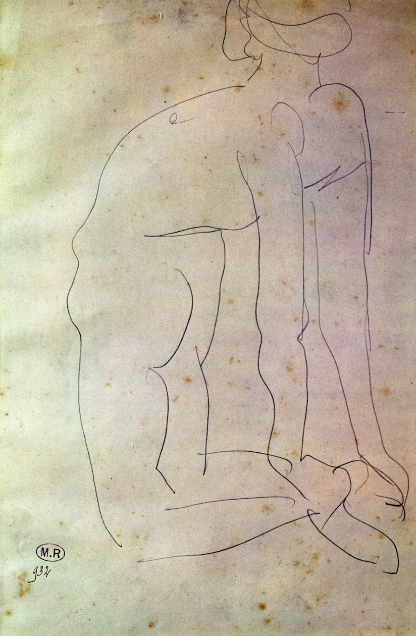 Studie der Bewegung (Kreide auf Papier) von Auguste Rodin