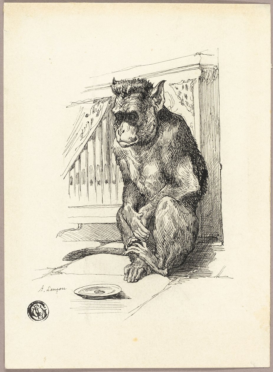 Bettelnder Affe von Auguste Andre Lancon