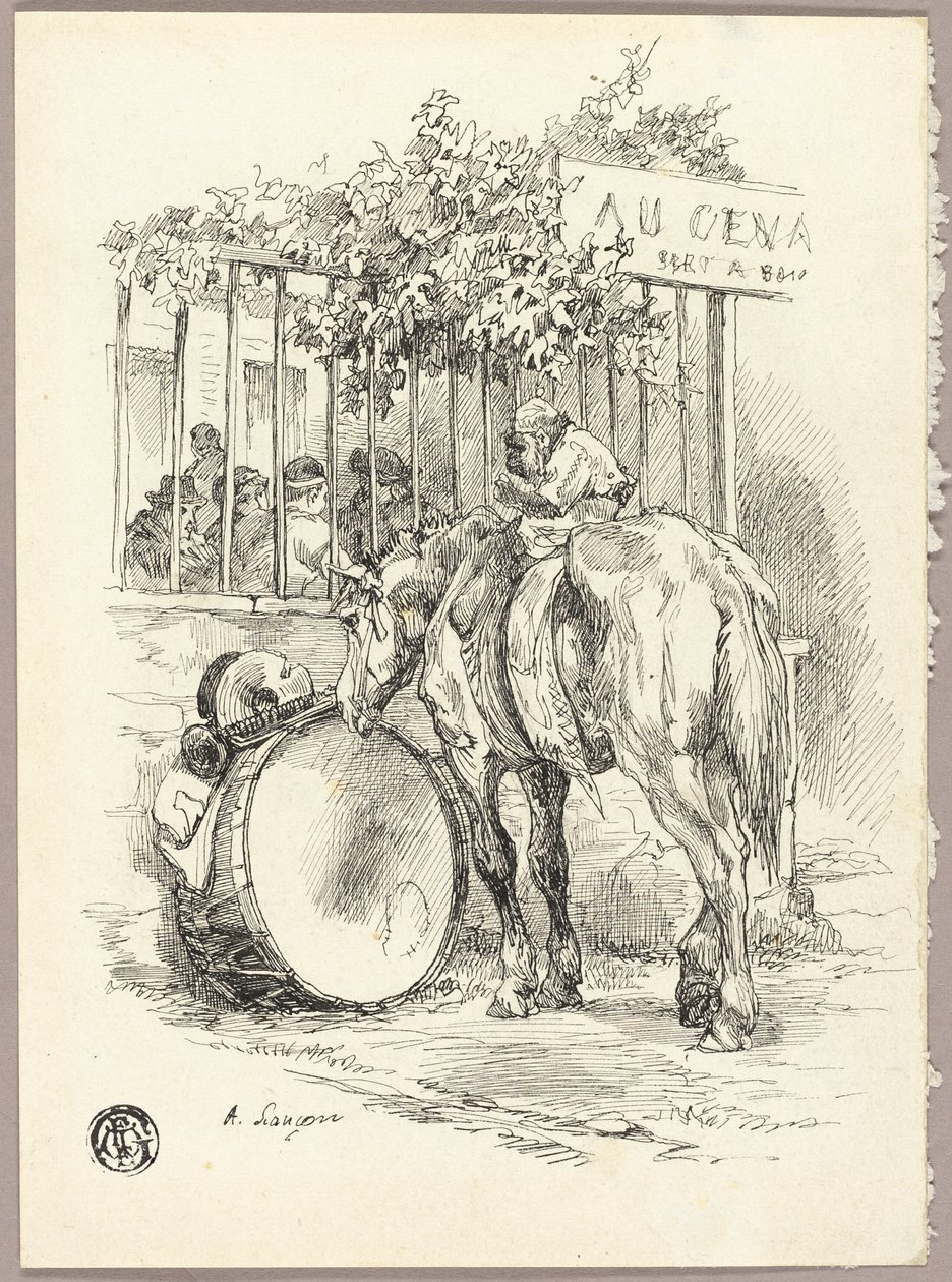 Pferd mit Affe auf dem Rücken von Auguste Andre Lancon