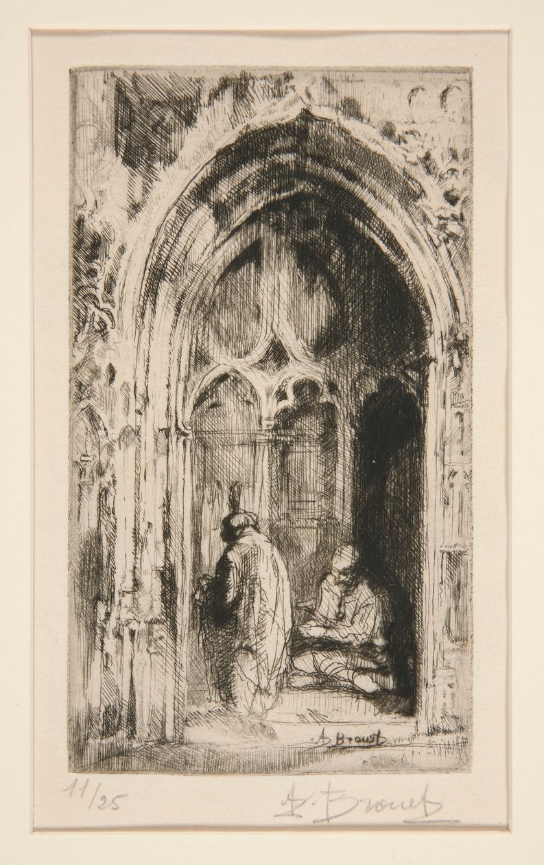 Bettler an einem Kirchenportal von Auguste Brouet