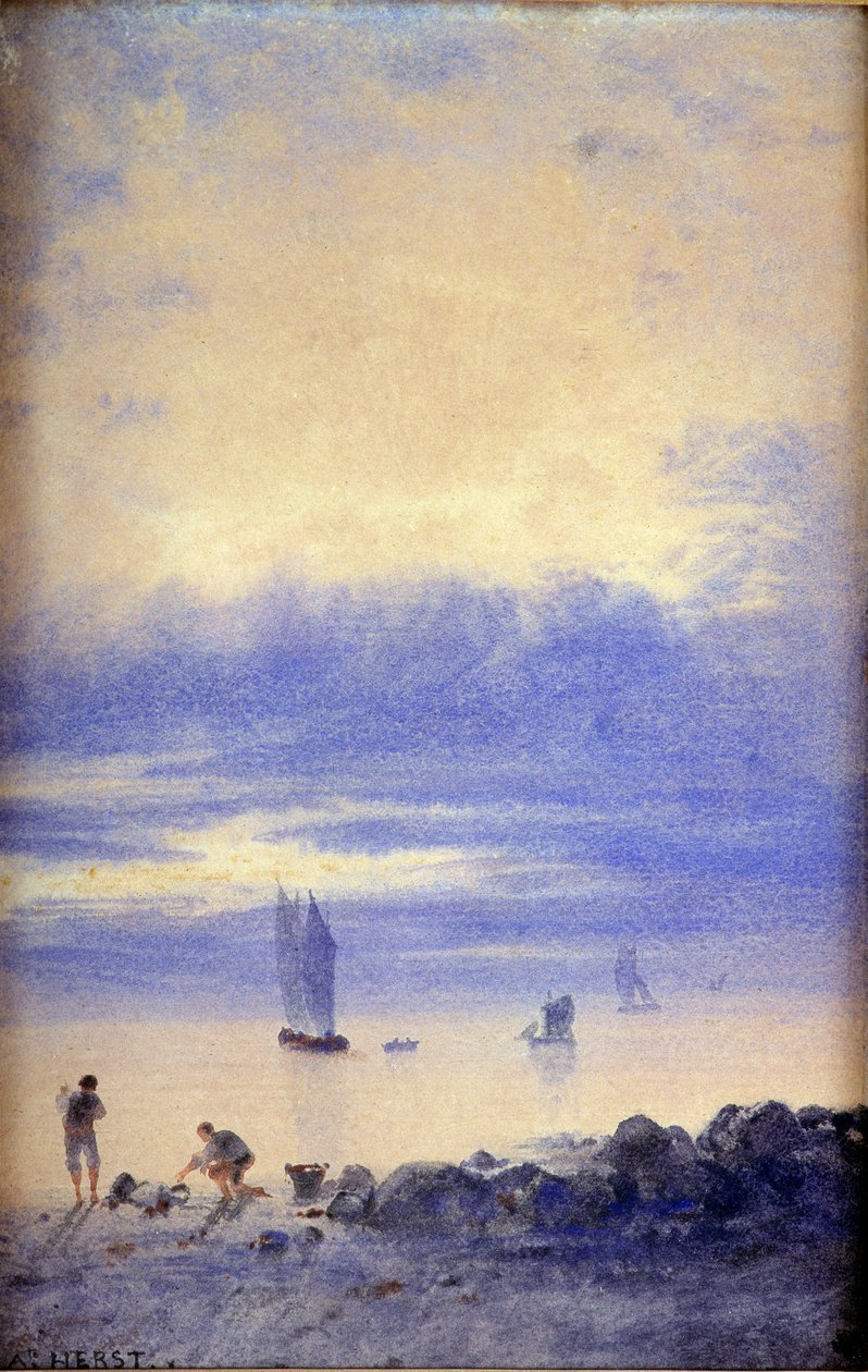 Meereslandschaft, Strand von Saint-Malo von Auguste Herst