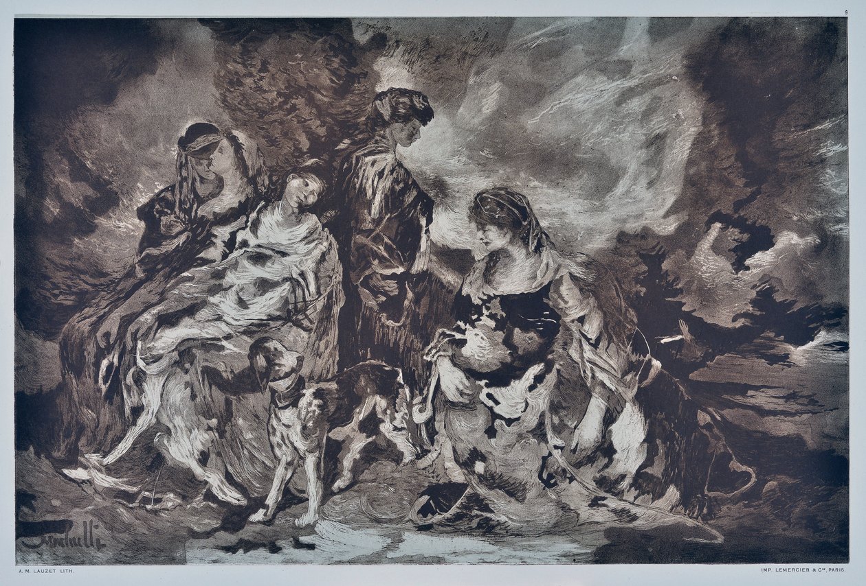 Jagd (Zeichnung) von Auguste Lauzet