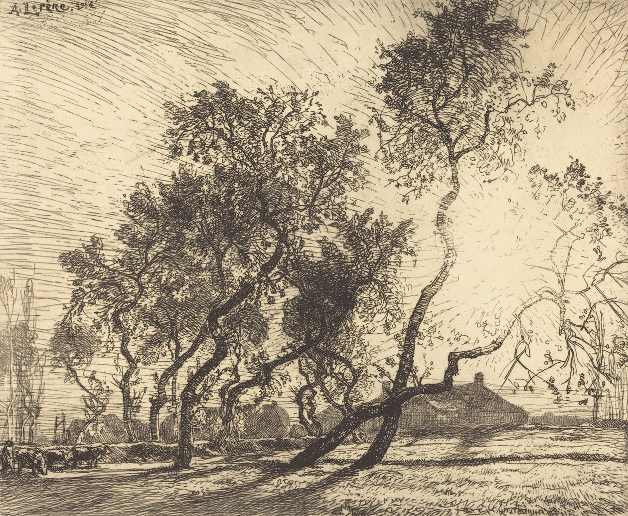 Der Bauernhof mit Pappeln in Holland, 1914 von Auguste Lepere