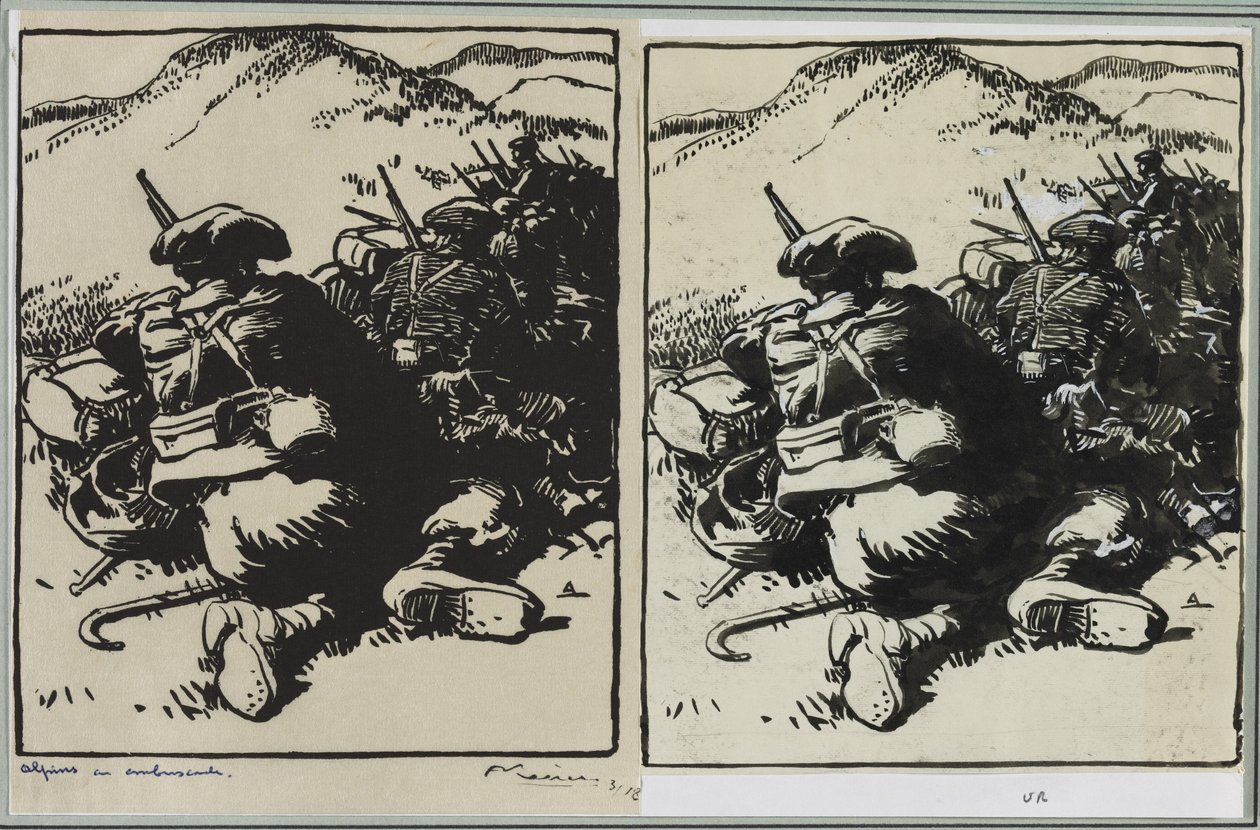 Alpenjäger im Hinterhalt von Auguste Louis Lepère