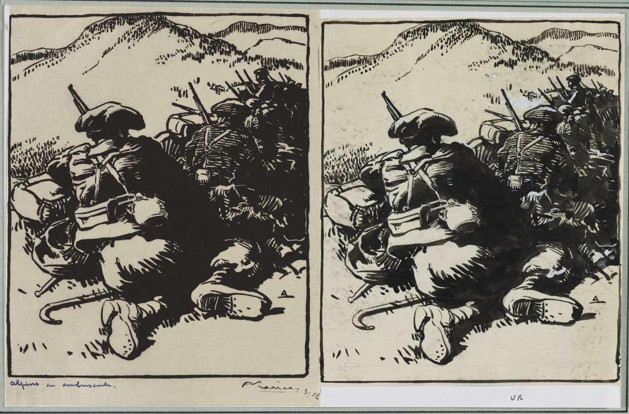 Alpins im Hinterhalt, 1914 von Auguste Louis Lepère