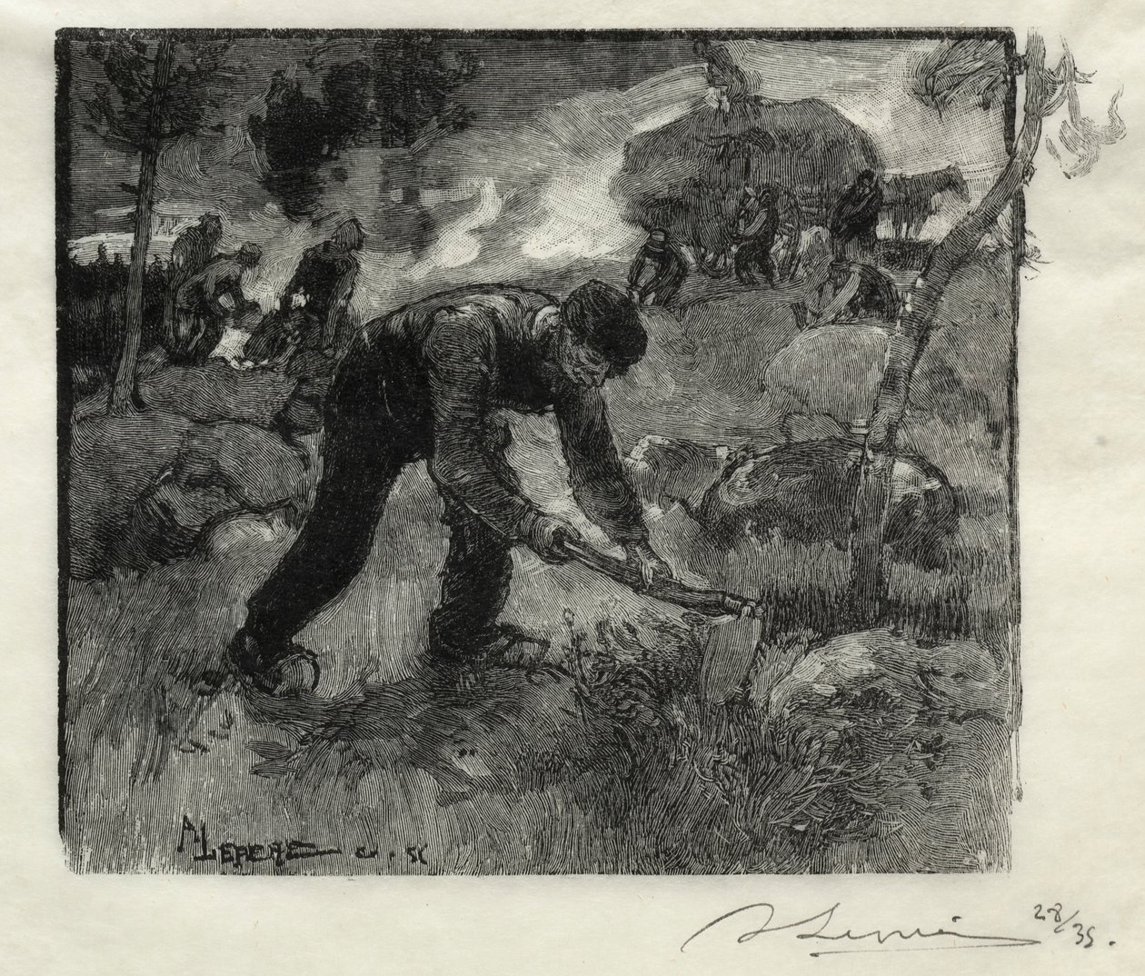 Arracheurs de bruyères, 1887 von Auguste Louis Lepère