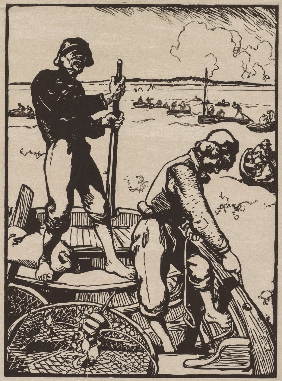 Fischen nach Garnelen von Auguste Louis Lepère