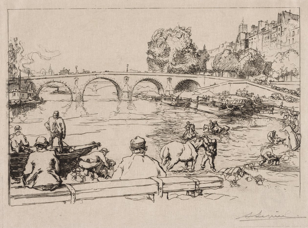 Die Tränke an der Pont Marie von Auguste Louis Lepère