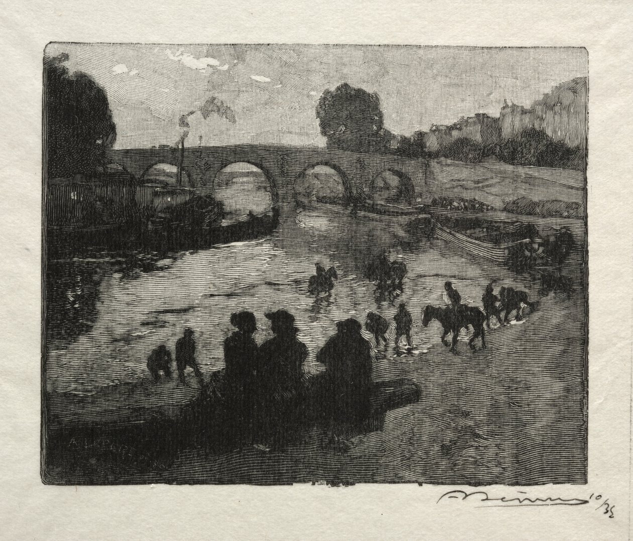 Die Tränke an der Pont Marie von Auguste Louis Lepère