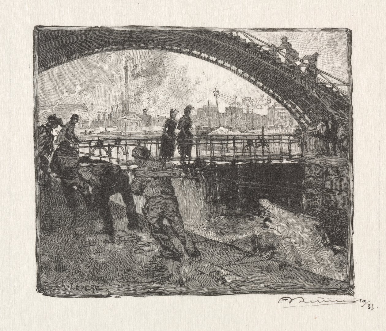 Die Schleuse des Canal St. Martin von Auguste Louis Lepère