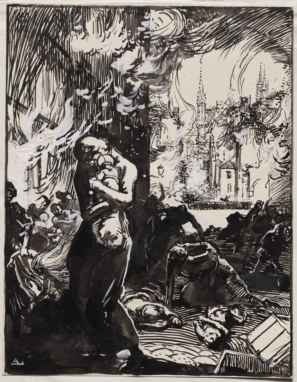Der Brand von Löwen von Auguste Louis Lepère