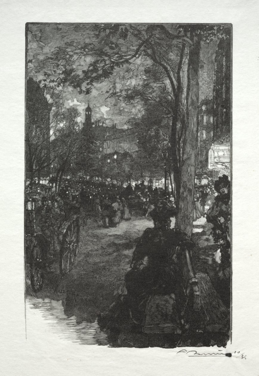 Der Boulevard Montmartre, am Abend von Auguste Louis Lepère