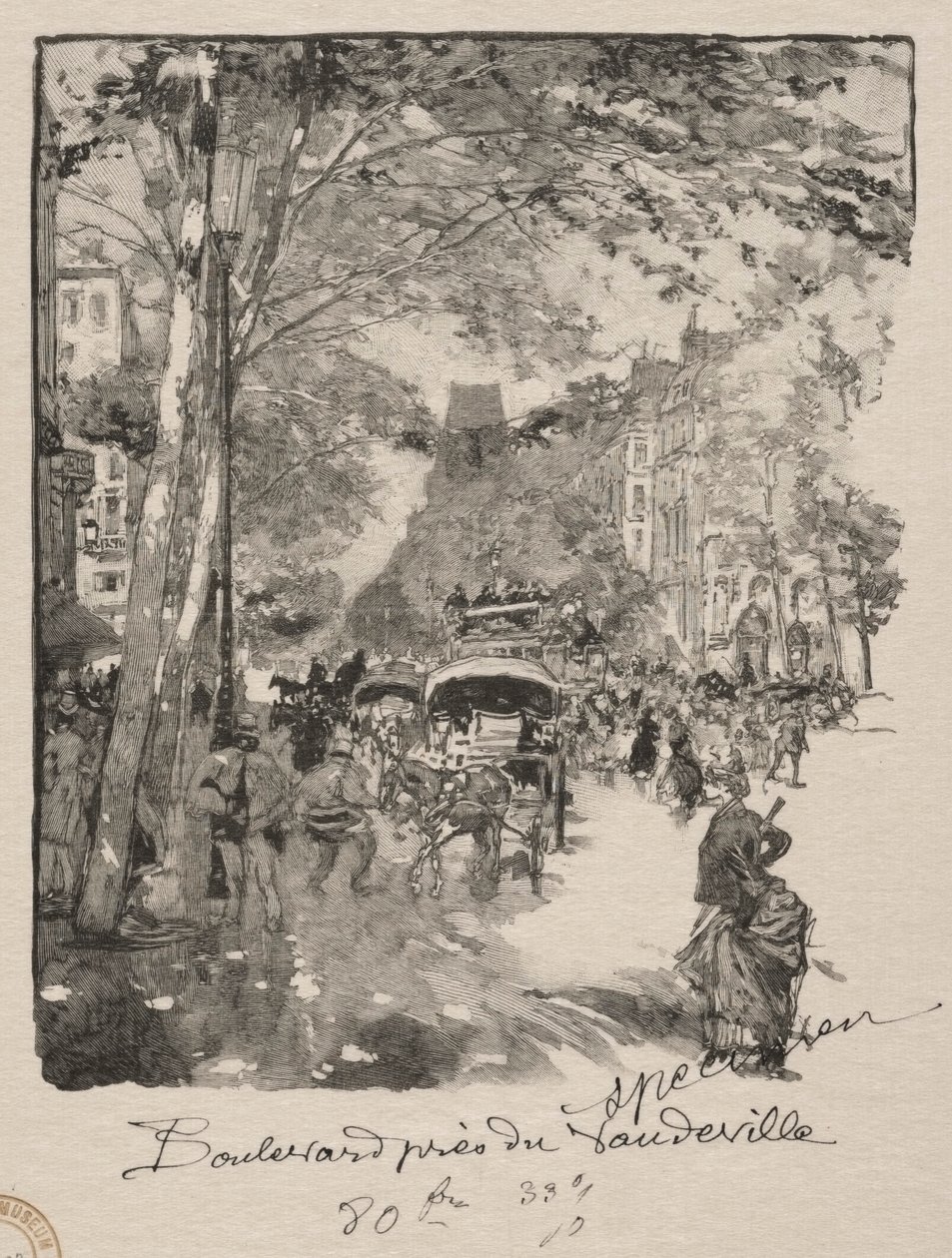 Le Boulevard près du Vaudeville von Auguste Louis Lepère