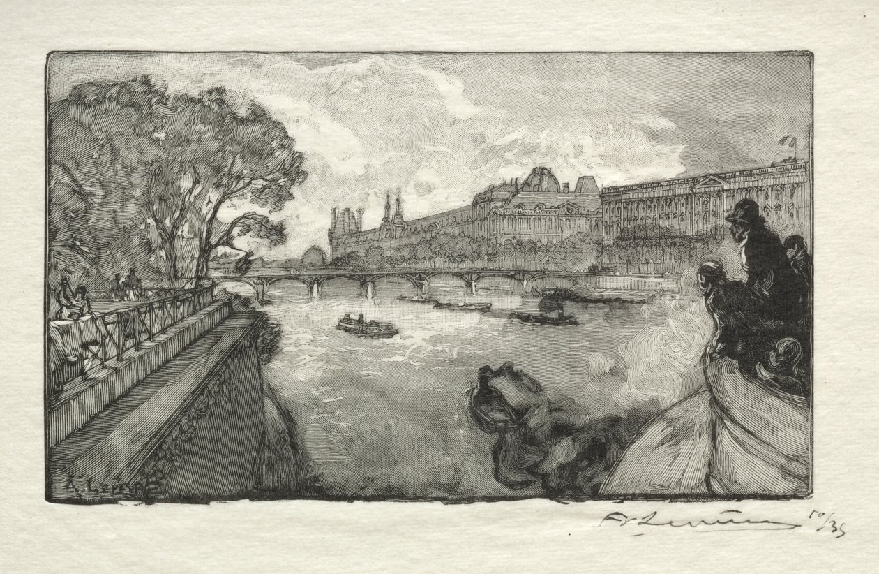 Der Louvre, gesehen von der Pont Neuf von Auguste Louis Lepère