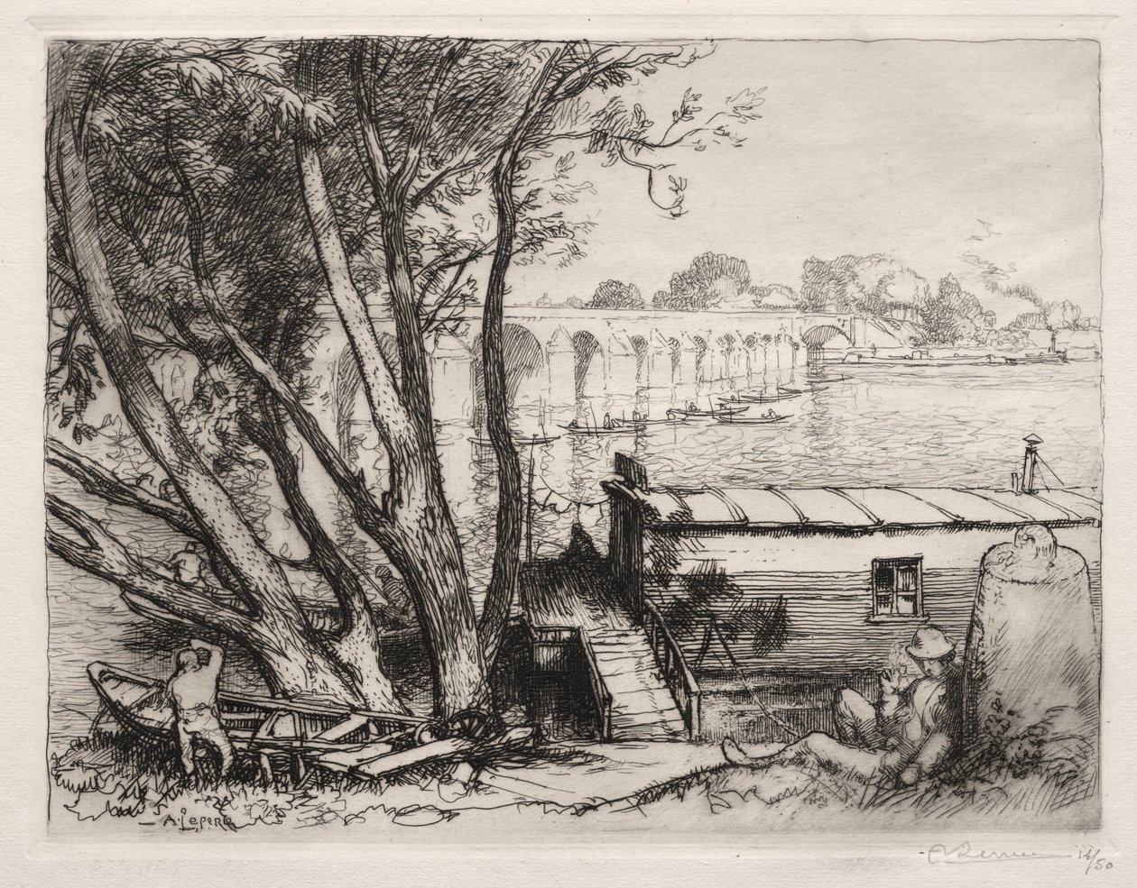 Die Brücke von Poissy von Auguste Louis Lepère
