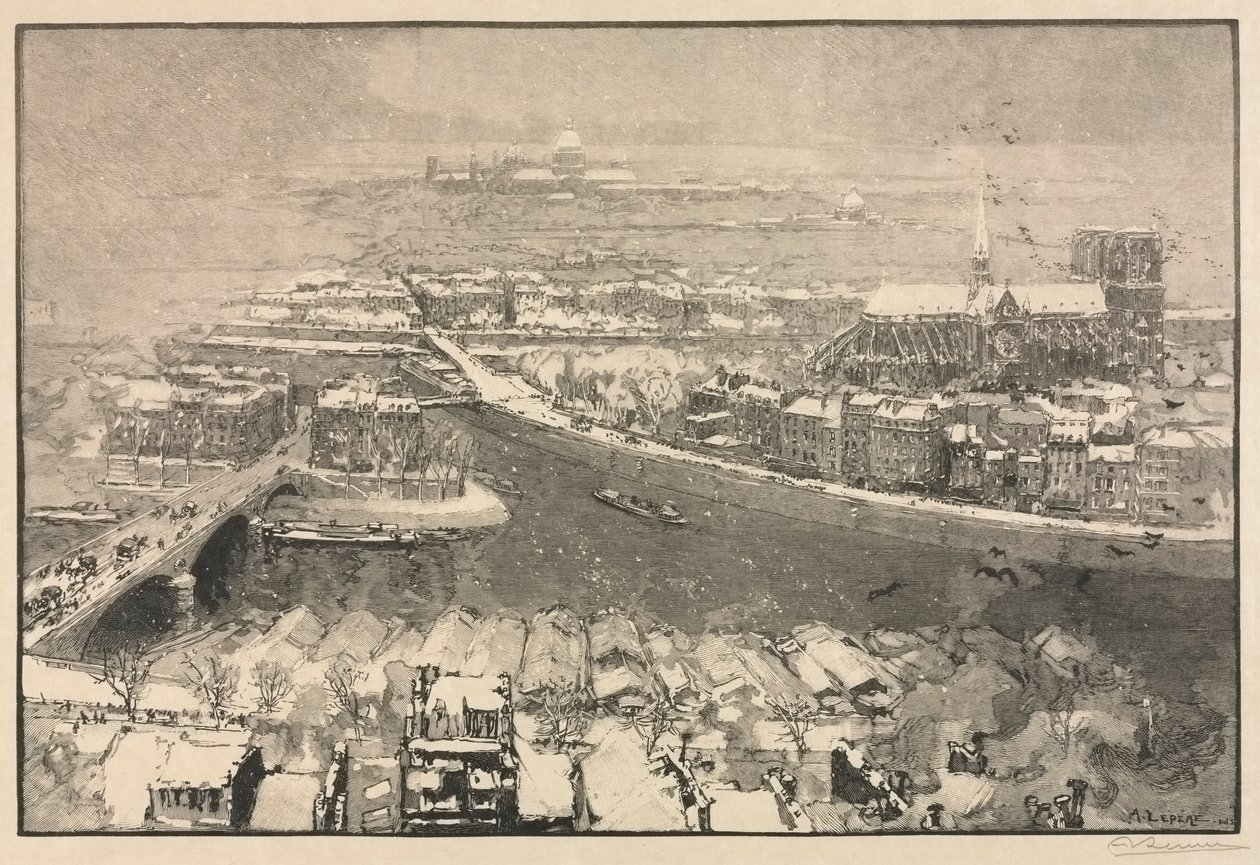 Paris im Schnee von Auguste Louis Lepère