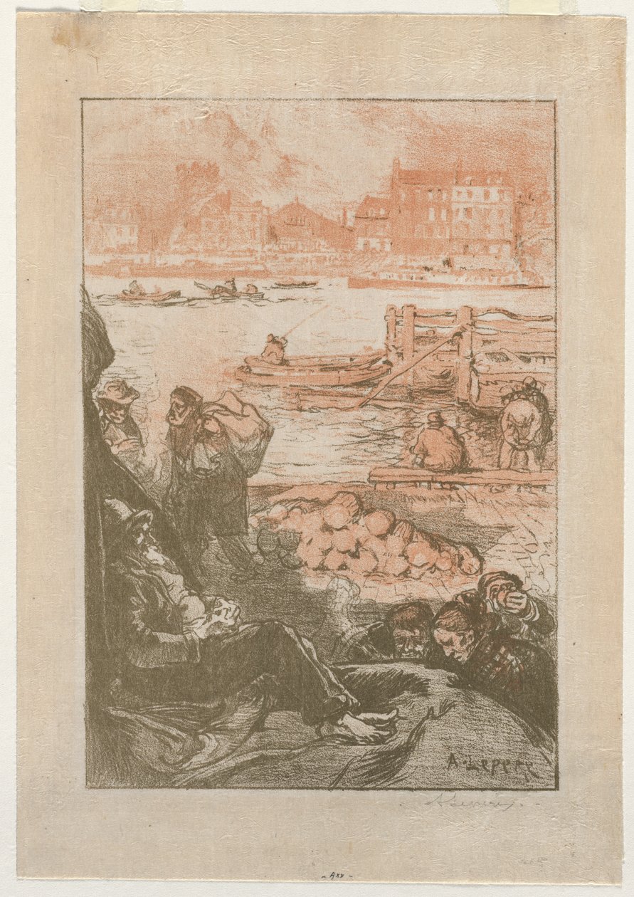 [Bauern an einem Dock, Paris] von Auguste Louis Lepère