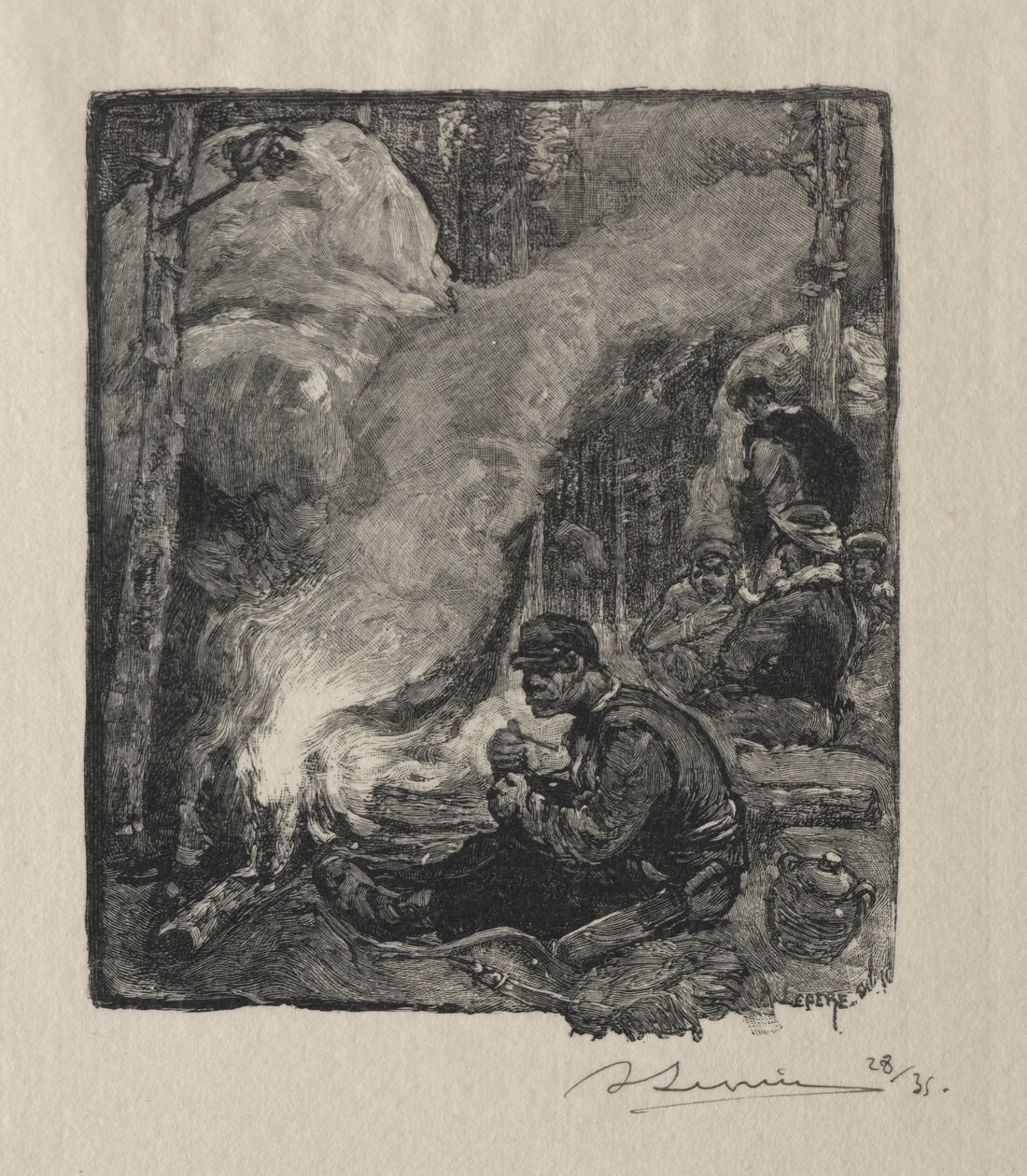 Repas des Bûcherons, 1887 von Auguste Louis Lepère