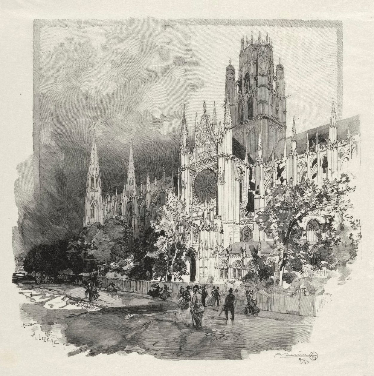 Rouen Illustré: Eglise Saint Ouen, 1896 von Auguste Louis Lepère