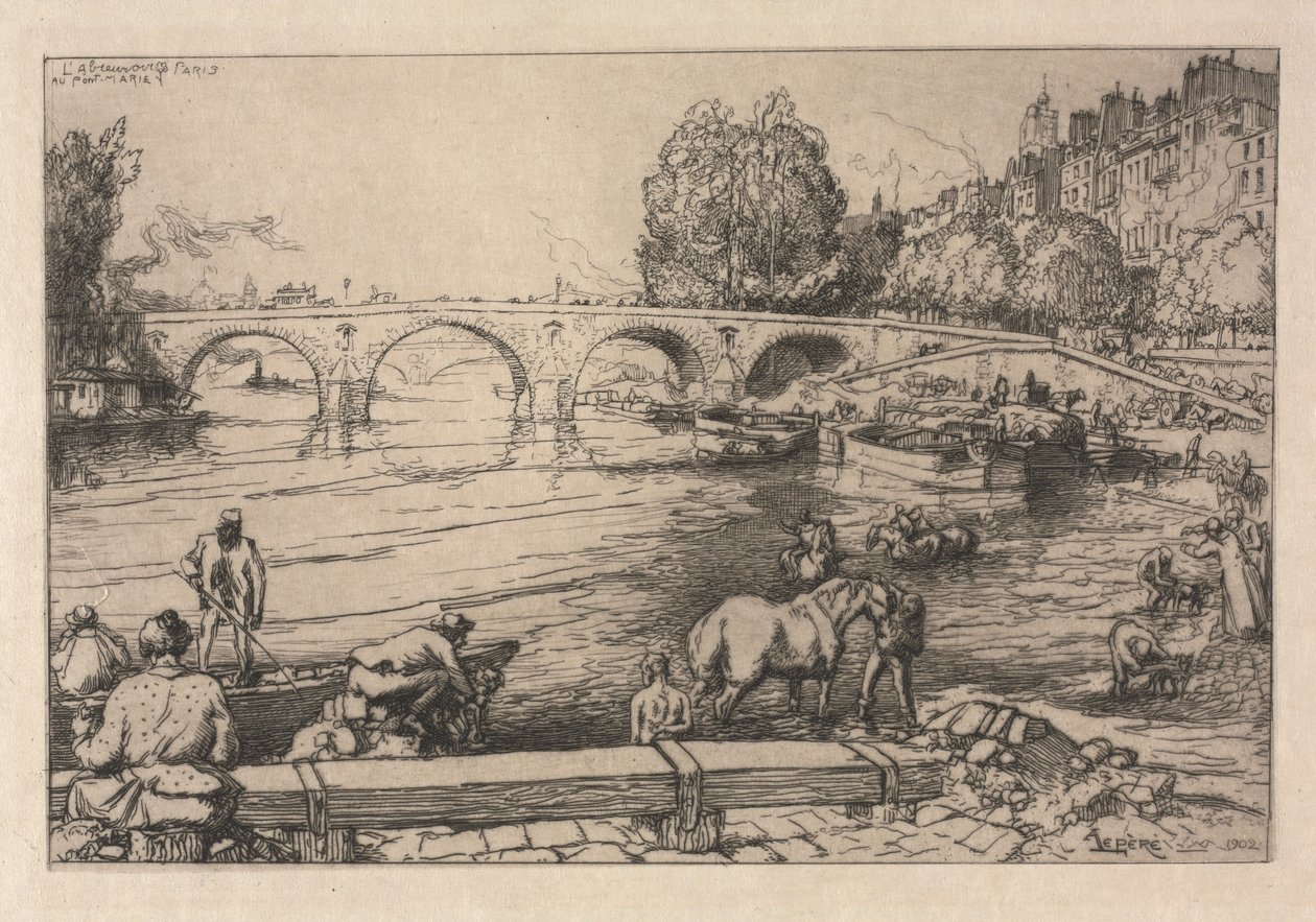 Der Wasserplatz an der Marie-Brücke von Auguste Louis Lepère