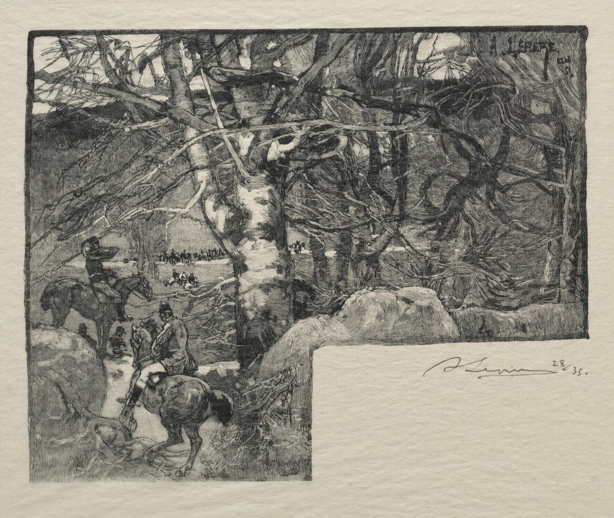 Eine Jagd auf Mont Gerard von Auguste Louis Lepère