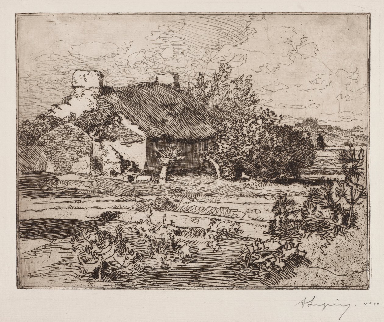 Vielle Bourrine, Haus des Marais, Vendée von Auguste Louis Lepère