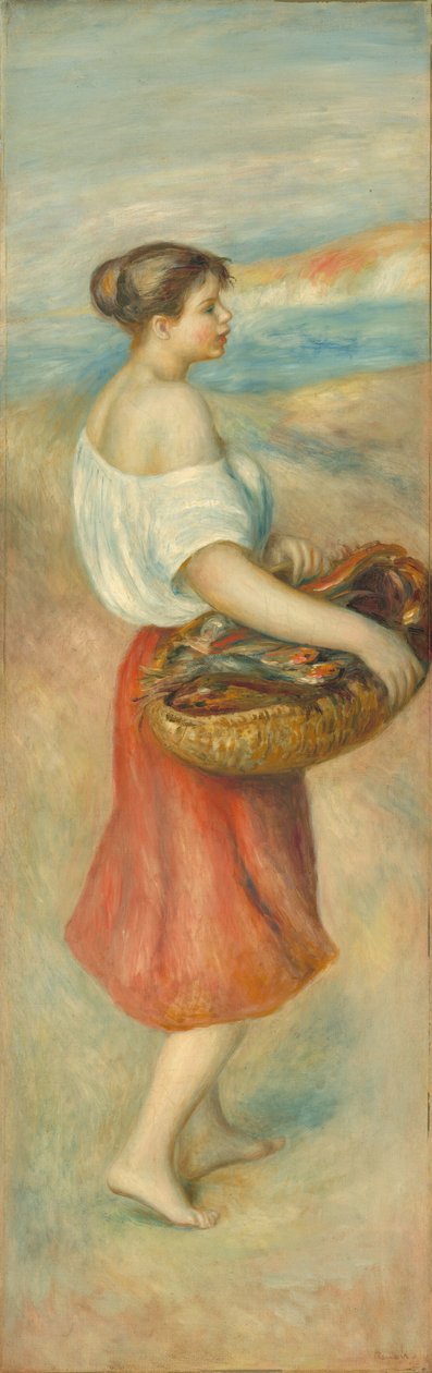 Mädchen mit einem Korb voller Fische von Auguste Renoir