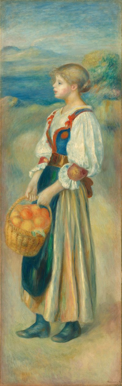 Mädchen mit einem Korb Orangen von Auguste Renoir