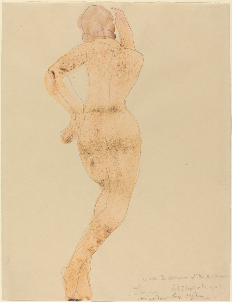 Rückansicht einer weiblichen Figur in Aktion von Auguste Rodin