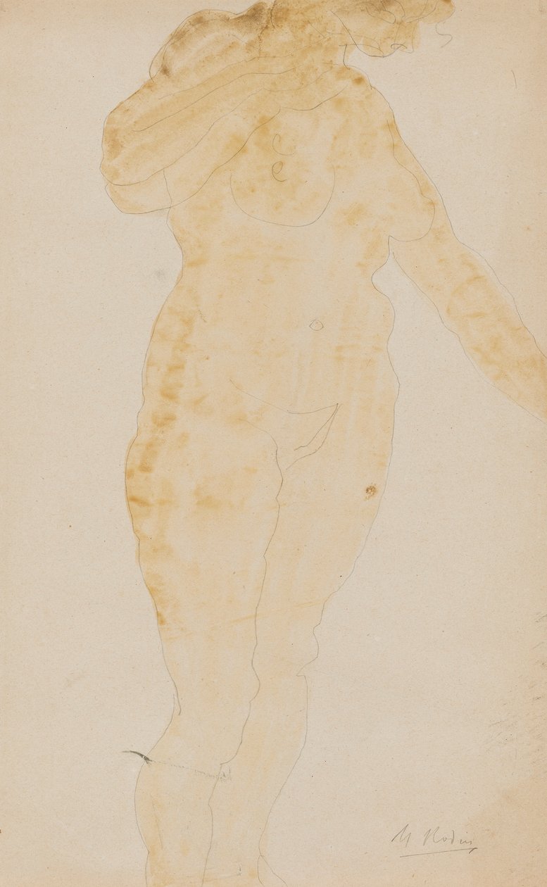 Stehender weiblicher Akt, linker Arm ausgestreckt von Auguste Rodin