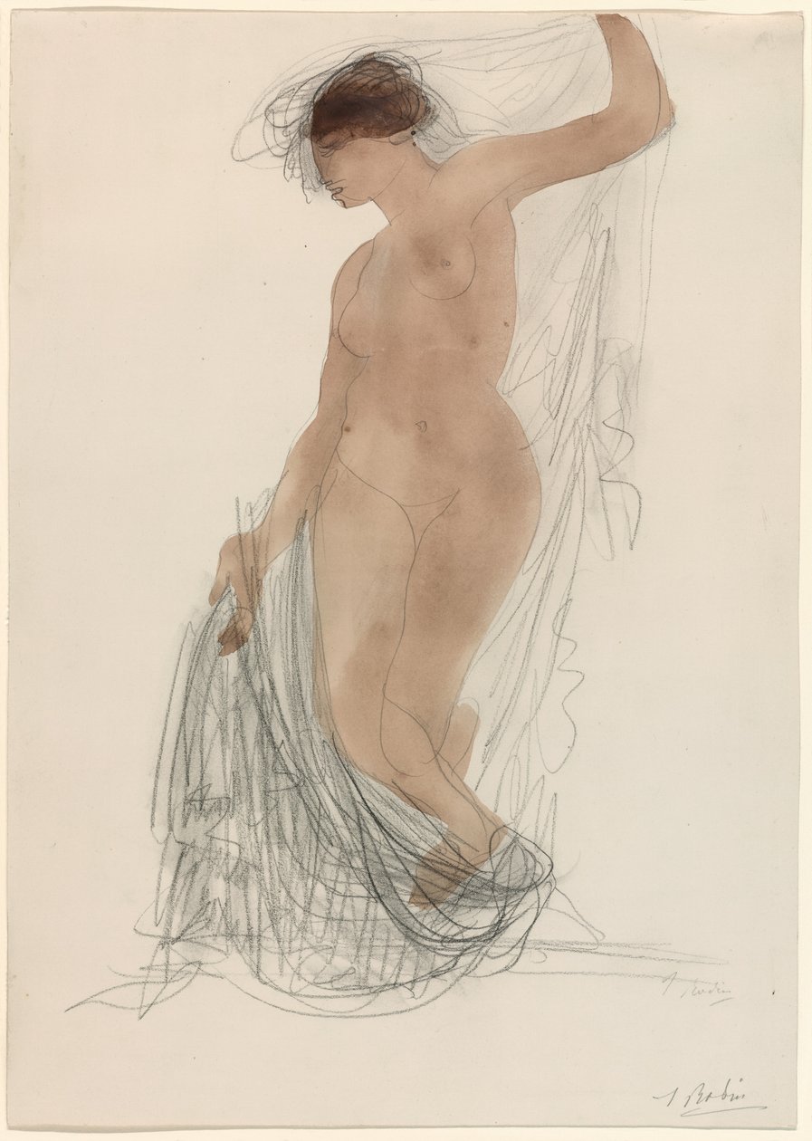 Stehender Akt mit Draperien von Auguste Rodin