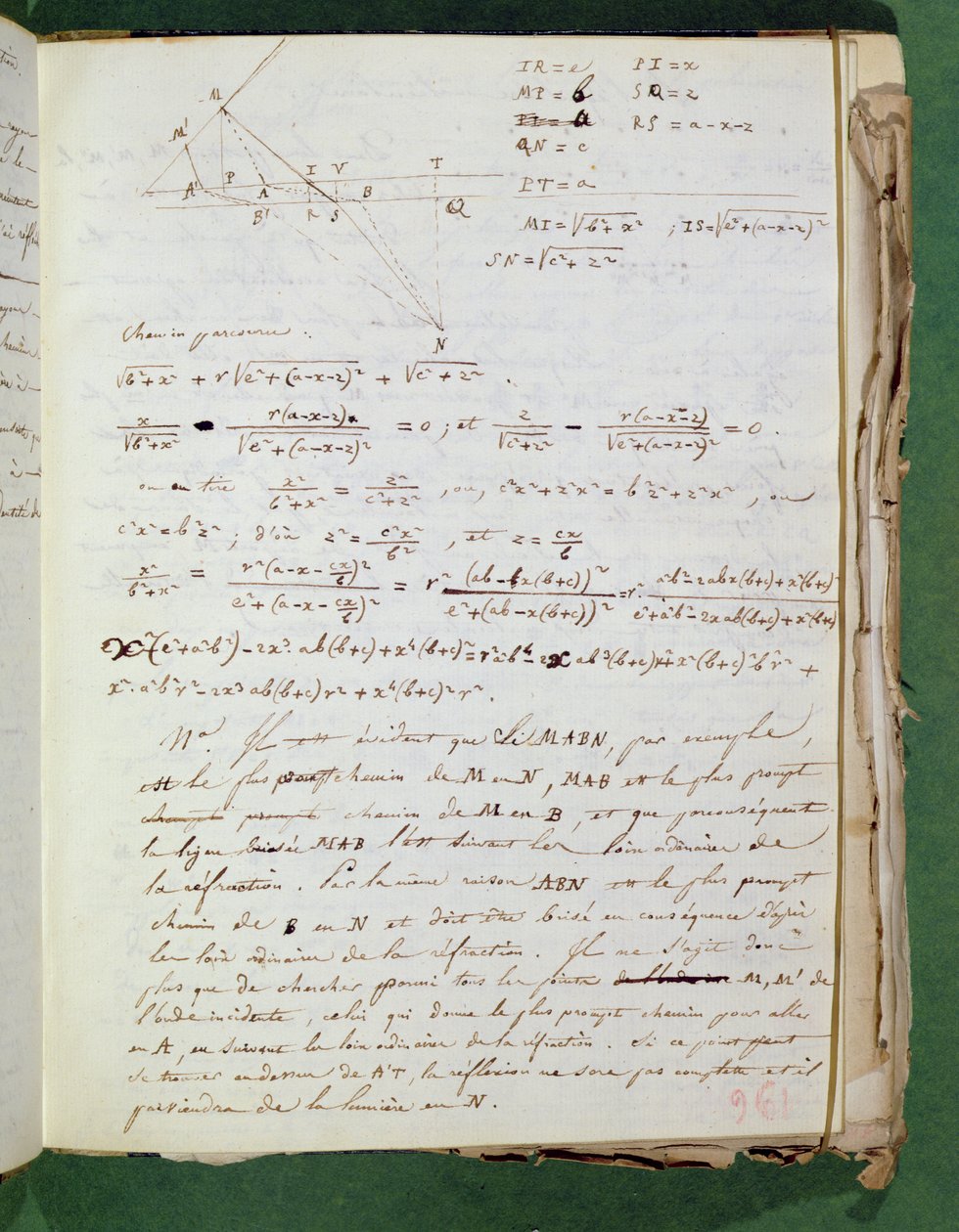 Ms 3412 Seite mit experimentellen Notizen, 1823 von Augustin Jean Fresnel
