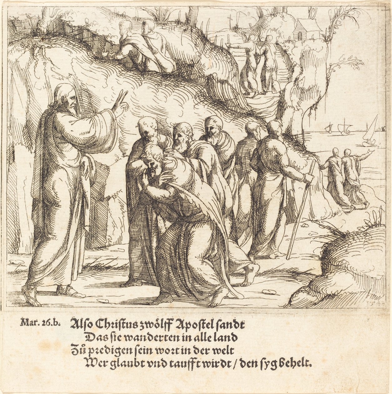 Christus beauftragt die Apostel mit ihrer Mission von Augustin Hirschvogel