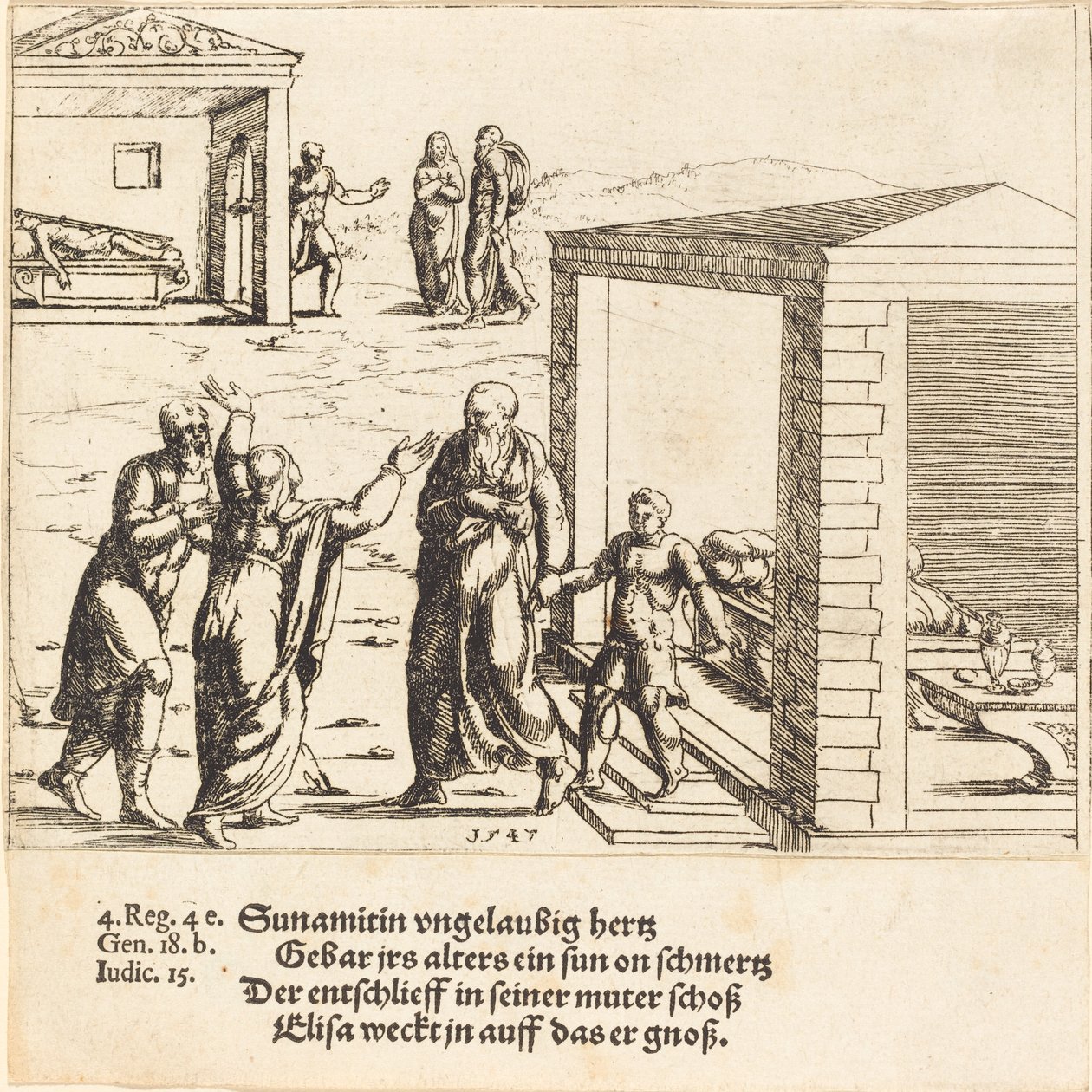 Elisa erweckt den Sohn der Schunemiterin von Augustin Hirschvogel