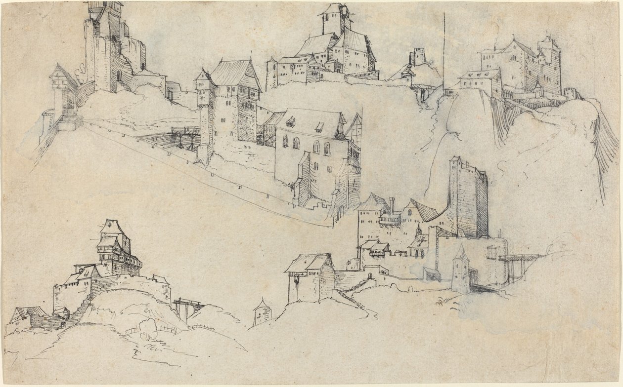 Burg auf dem Hügel, ca. 1546 von Augustin Hirschvogel