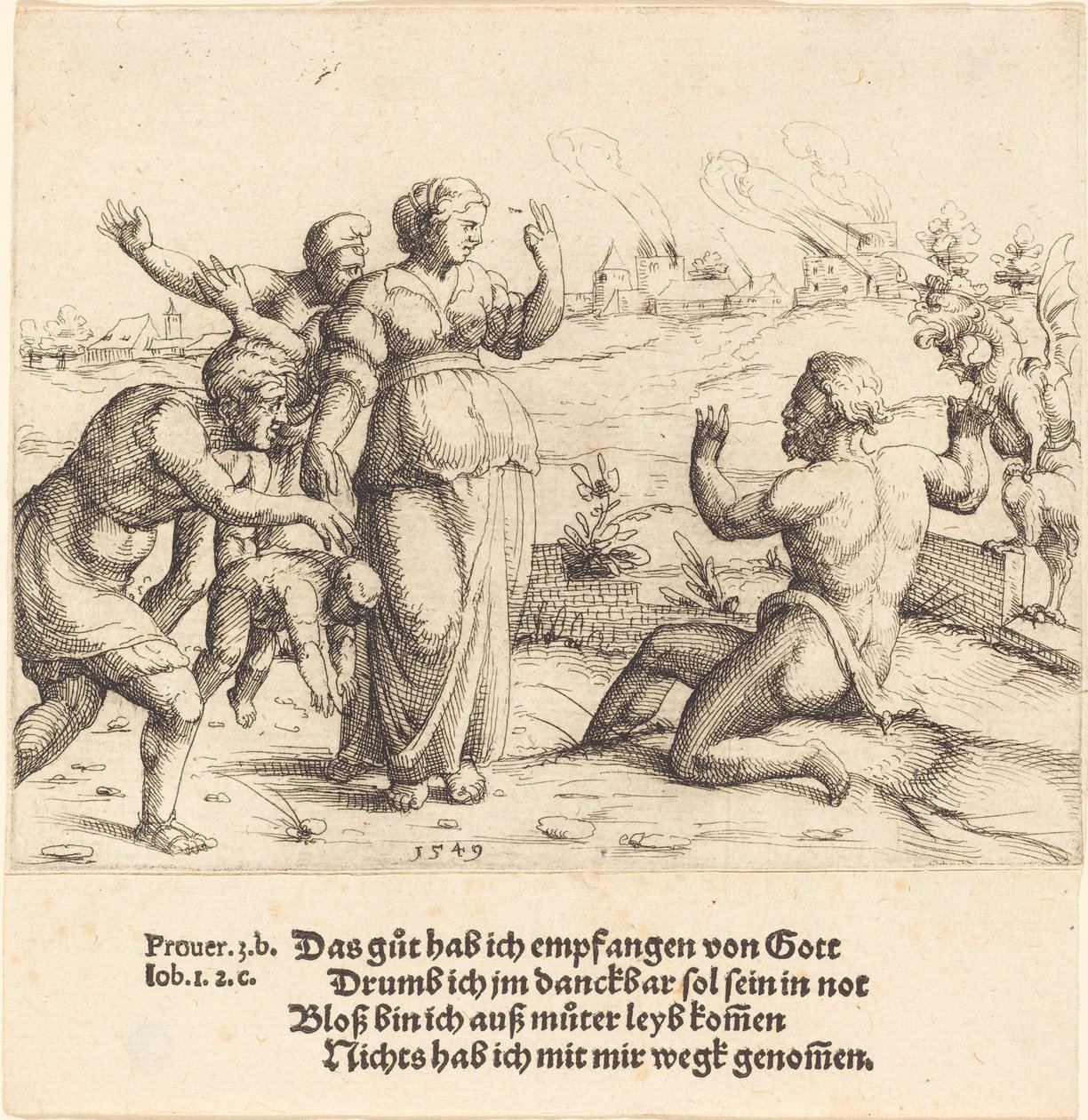 Hiob erfährt von seinen Unglücken von Augustin Hirschvogel