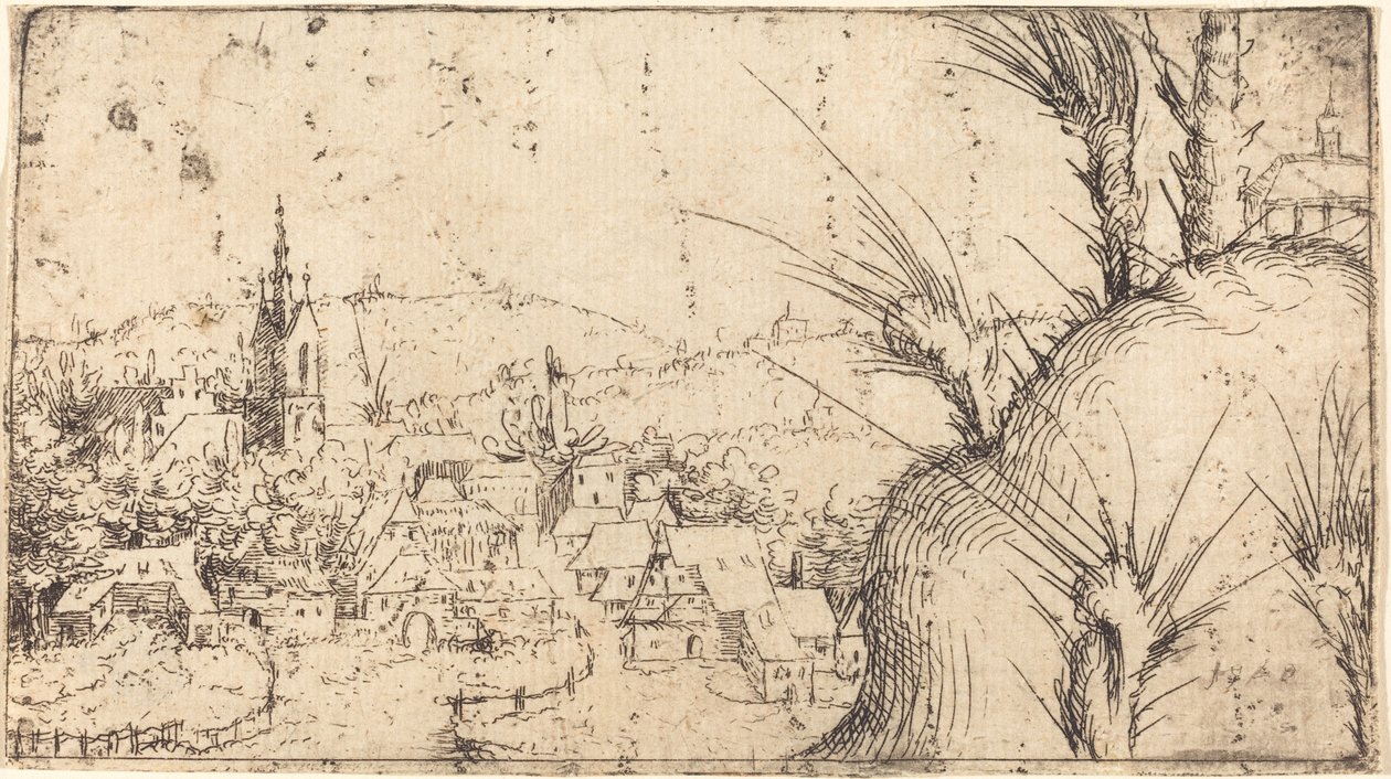 Landschaft mit einer Stadt links von Augustin Hirschvogel