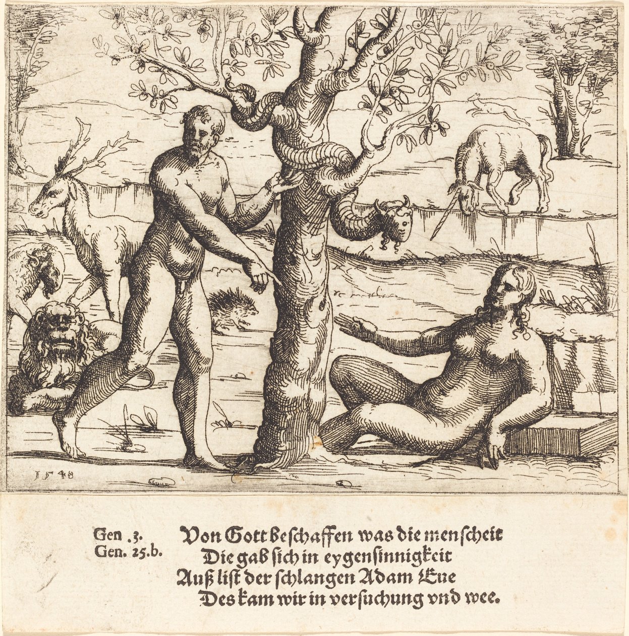 Die Versuchung Evas von Augustin Hirschvogel