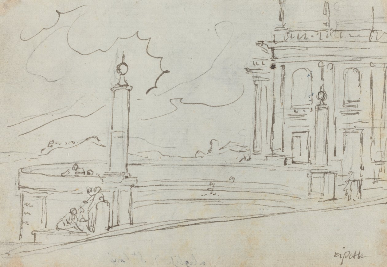 Die Ripetta in Rom [verso] von Augustin Pajou