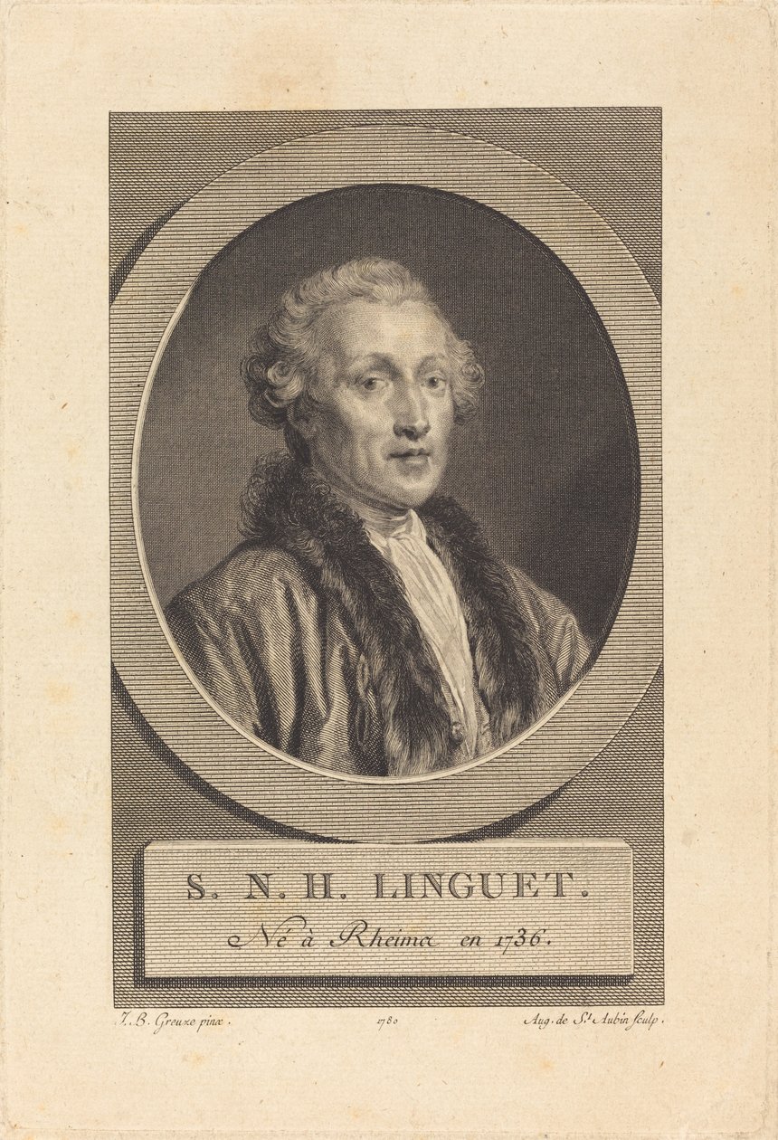 Simon-Nicolas-Henri Linguet von Augustin de Saint Aubin after Jean Baptiste Greuze