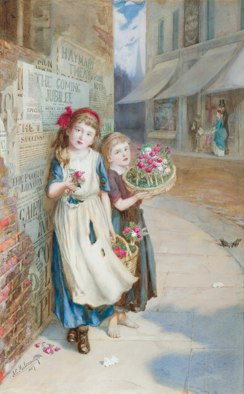 Kleine Blumenverkäufer von Augustus Edward Mulready