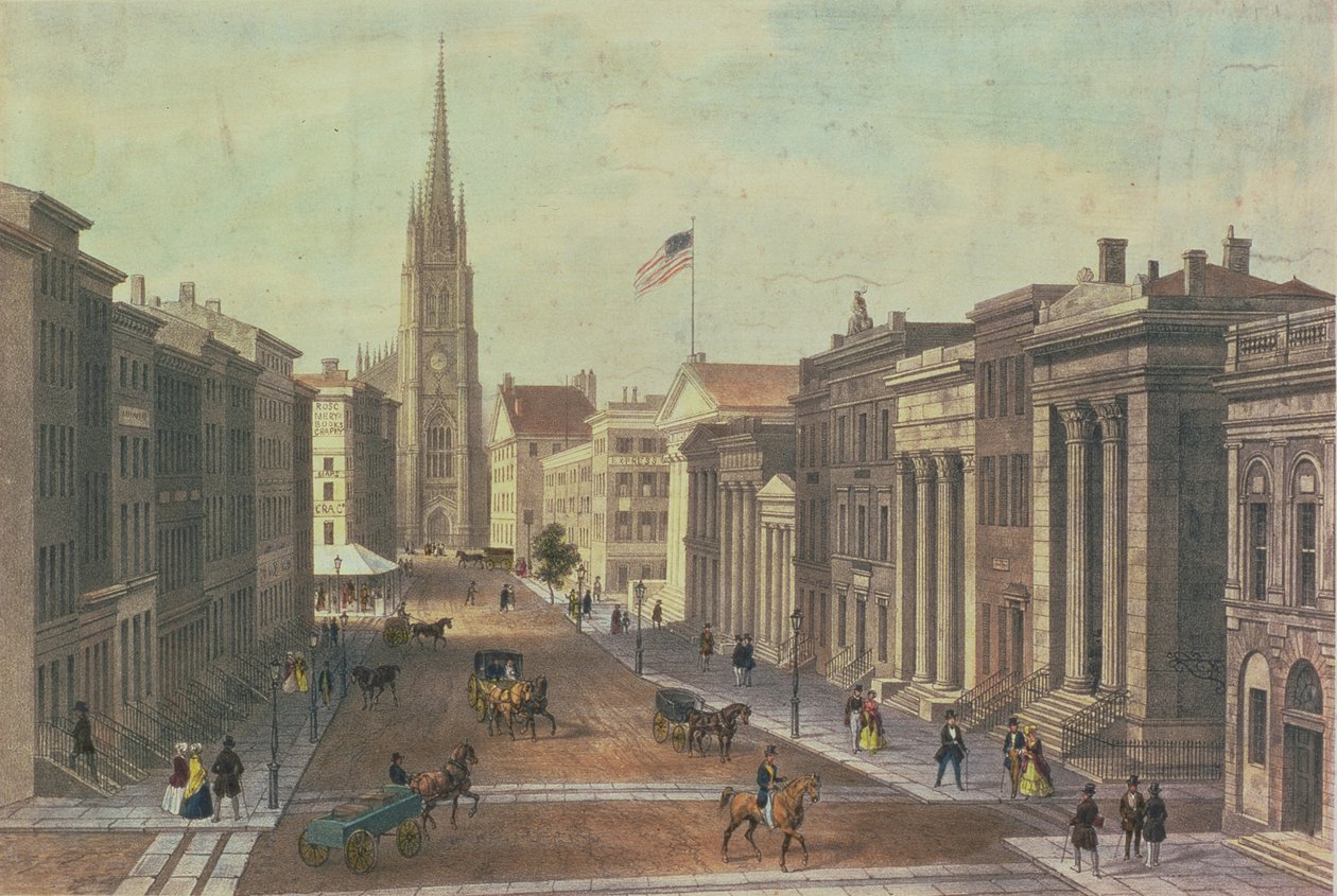 Wall Street, New York, graviert von Deroy, veröffentlicht von Goupil und Co, 1850 von Augustus Kollner