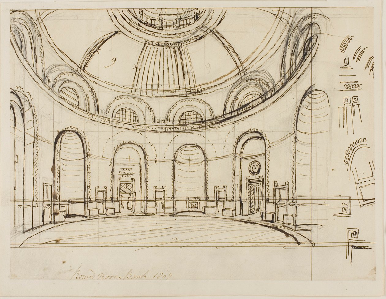 Runder Raum Bank von Augustus Charles Pugin