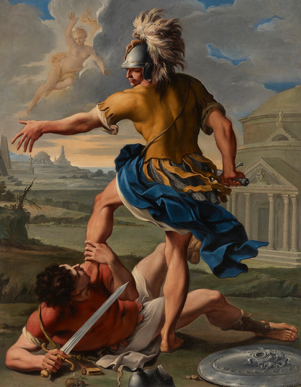 Der Kampf von Aeneas und Turnus von Aureliano Milani