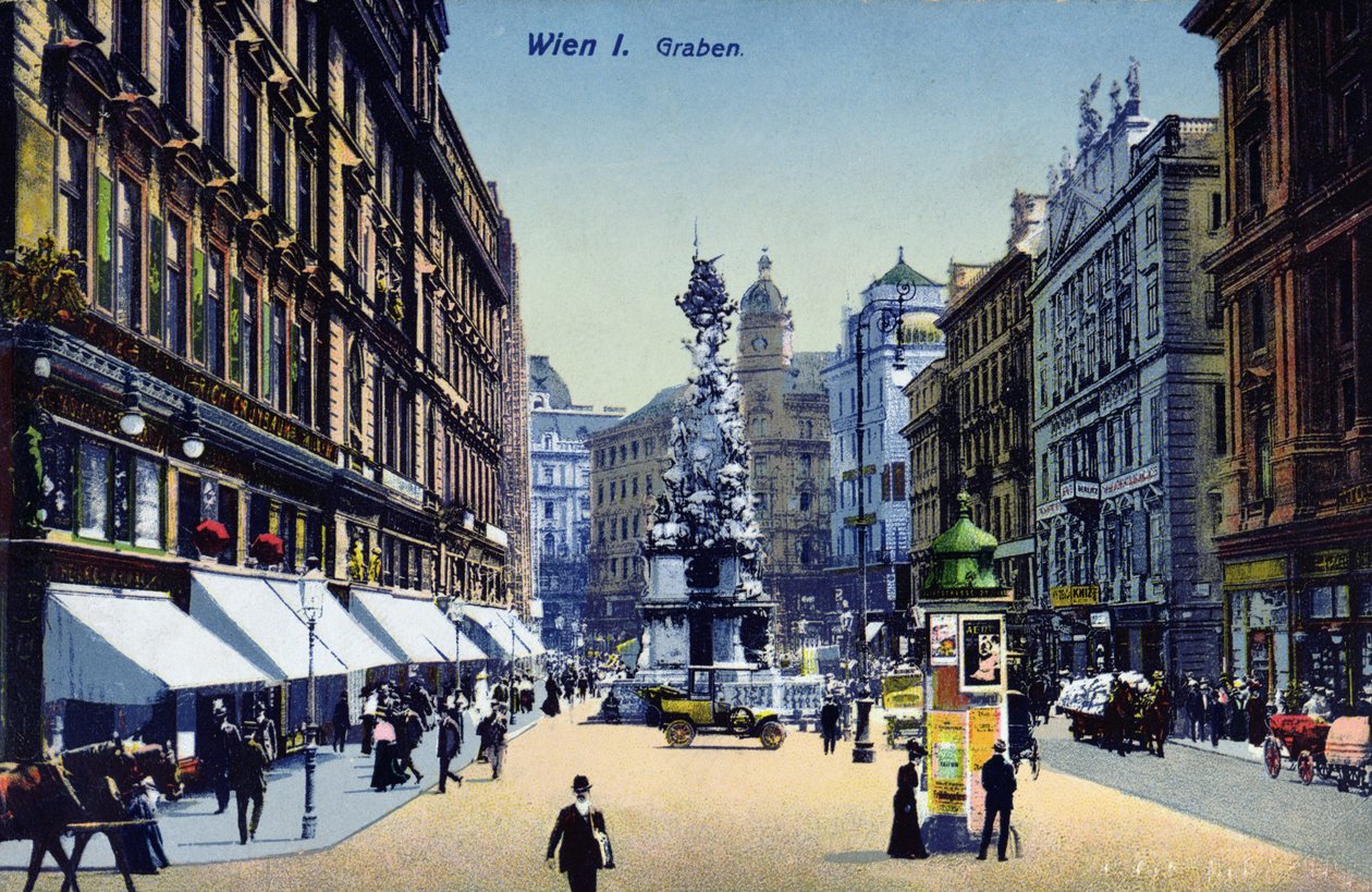 Postkarte mit dem Graben in Wien, um 1910 von Austrian School