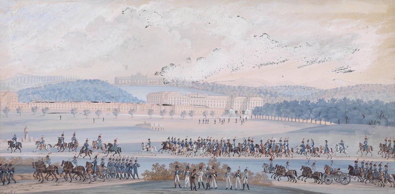 Parade der kaiserlichen Armee vor Schloss Schönbrunn von Balthasar Wigand