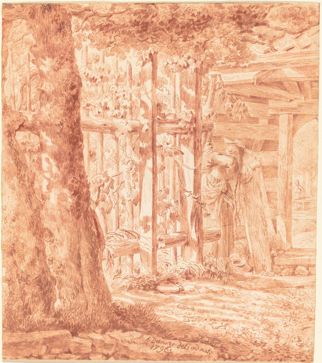Begegnung am Gartenzaun von Balthasar Anton Dunker