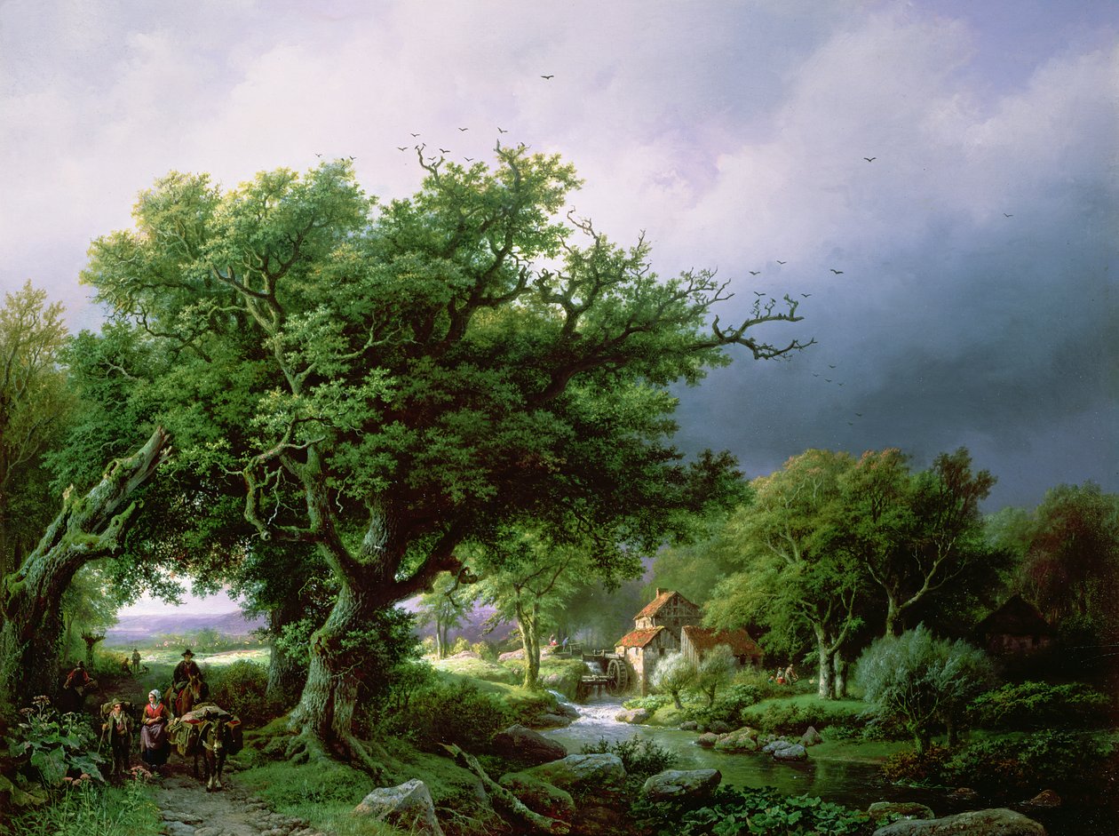 Landschaft mit einer Mühle von Barend Cornelis Koekkoek