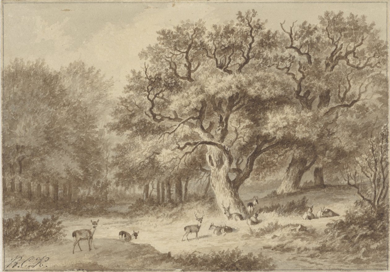 Waldlandschaft mit Hirschen von Barend Cornelis Koekkoek