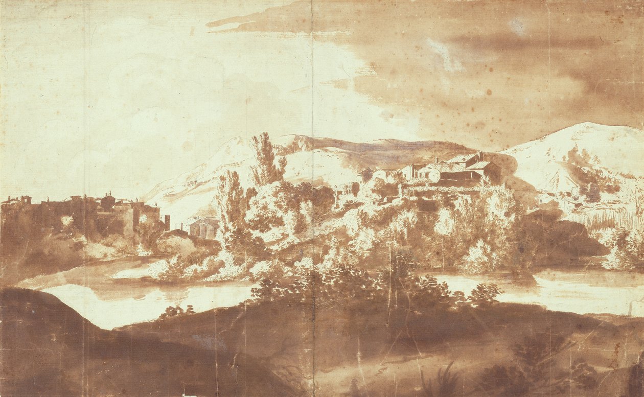 Italienisches Dorf an einem Fluss, ca. 1627 von Bartholomeus Breenbergh
